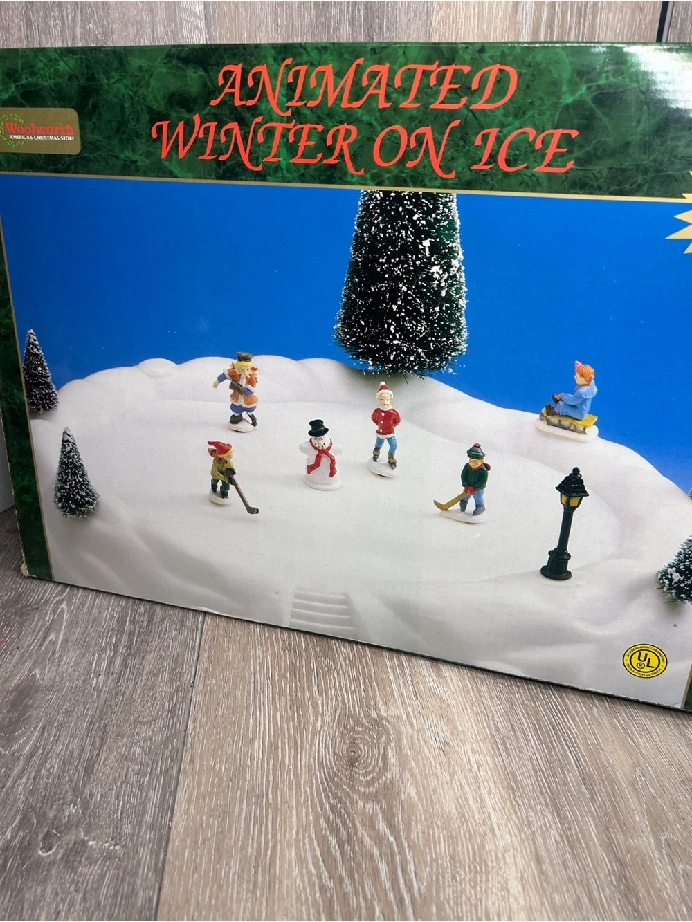 Animated Winter On Ice Skating Pond •  Lighted Christmas Village Display • NIB
